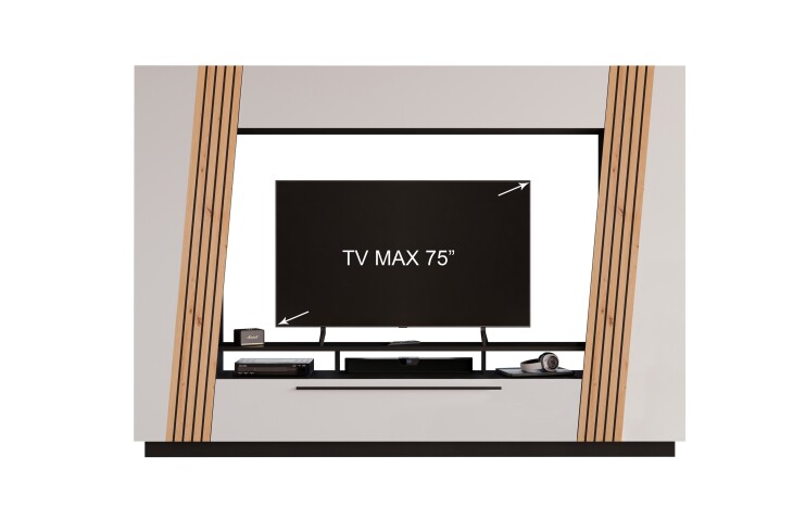 Wohnzimmer-Set >LINDA< in Weiss / Dekor Lamellen Artisan Eiche Dekor - 275x194,5x40cm (B/H/T)