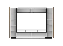 Wohnzimmer-Set >LINDA< in Weiss / Dekor Lamellen Artisan Eiche Dekor - 275x194,5x40cm (B/H/T)