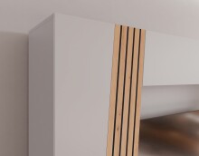 Wohnzimmer-Set >LINDA< in Weiss / Dekor Lamellen Artisan Eiche Dekor - 275x194,5x40cm (B/H/T)
