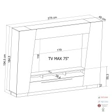 Wohnzimmer-Set >LINDA< in Weiss / Dekor Lamellen Artisan Eiche Dekor - 275x194,5x40cm (B/H/T)