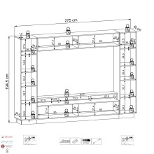 Wohnzimmer-Set >LINDA< in Weiss / Dekor Lamellen Artisan Eiche Dekor - 275x194,5x40cm (B/H/T)