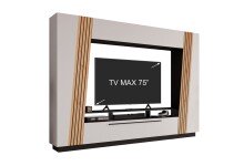 Wohnzimmer-Set >LINDA< in Weiss / Dekor Lamellen Artisan Eiche Dekor - 275x194,5x40cm (B/H/T)