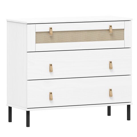 Kommode >WZ-0800< 3 Schubladen, Kiefer massiv weiß lackiert - 90x80x40cm (BxHxT)
