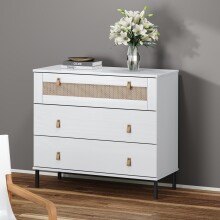 Kommode >WZ-0800< 3 Schubladen, Kiefer massiv weiß lackiert - 90x80x40cm (BxHxT)