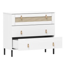 Kommode >WZ-0800< 3 Schubladen, Kiefer massiv weiß lackiert - 90x80x40cm (BxHxT)