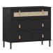 Kommode >WZ-0800< 3 Schubladen, Kiefer massiv schwarz lackiert  - 90x80x40 (BxHxT)