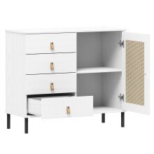 Kommode >WZ-0800< 4 Schubladen, 1 Tür, Kiefer massiv weiß lackiert  - 90x80x40 (BxHxT)