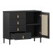 Kommode >WZ-0800< 4 Schubladen, 1 Tür, Kiefer massiv schwarz lackiert - 90x80x40 (BxHxT)