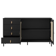 Sideboard >WZ-0800< 4 Schübe, 2 Türen, Kiefer massiv schwarz lackiert  - 140x80x40 (BxHxT)
