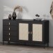 Sideboard >WZ-0800< 4 Schübe, 2 Türen, Kiefer massiv schwarz lackiert  - 140x80x40 (BxHxT)