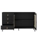 Sideboard >WZ-0800< 4 Schübe, 2 Türen, Kiefer massiv schwarz lackiert  - 140x80x40 (BxHxT)