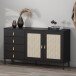 Sideboard >WZ-0800< 4 Schübe, 2 Türen, Kiefer massiv schwarz lackiert  - 140x80x40 (BxHxT)