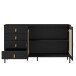 Sideboard >WZ-0800< 4 Schübe, 2 Türen, Kiefer massiv schwarz lackiert  - 140x80x40 (BxHxT)