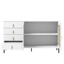 Sideboard >WZ-0800< 4 Schübe, 2 Türen, Kiefer massiv weiß lackiert - 140x80x40cm (B/H/T)