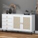 Sideboard >WZ-0800< 4 Schübe, 2 Türen, Kiefer massiv weiß lackiert - 140x80x40cm (B/H/T)