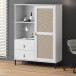 Highboard >WZ-0800< 2 Schübe, 1 Tür, Kiefer massiv weiß lackiert  - 100x136x40 (BxHxT)