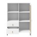 Highboard >WZ-0800< 2 Schübe, 1 Tür, Kiefer massiv weiß lackiert  - 100x136x40 (BxHxT)