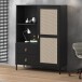 Highboard >WZ-0800< 2 Schübe, 1 Tür, Kiefer massiv schwarz lackiert  - 100x136x40 (BxHxT)