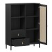 Highboard >WZ-0800< 2 Schübe, 1 Tür, Kiefer massiv schwarz lackiert  - 100x136x40 (BxHxT)