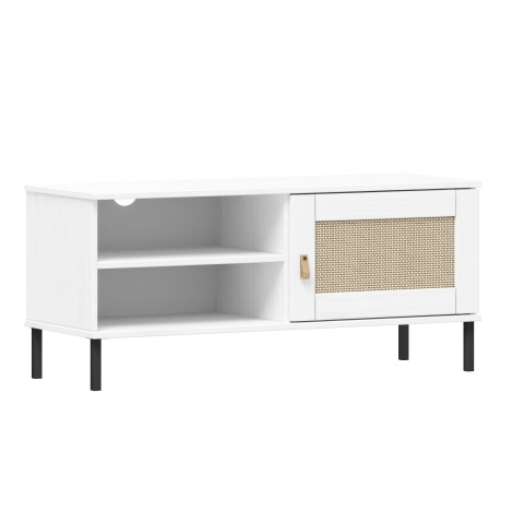 Lowboard >WZ-0800< 1 Tür, 2 Fächer, Kiefer massiv weiß lackiert - 105x47x40 (BxHxT)