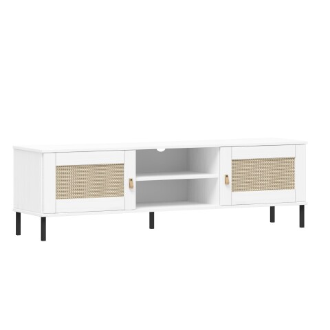 Lowboard >WZ-0800< 2 Türen, 2 Fächer, Kiefer massiv weiß gewachst - 158x40x47 (LxBxH)