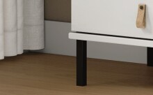 Lowboard >WZ-0800< 2 Türen, 2 Fächer, Kiefer massiv weiß gewachst - 158x40x47 (LxBxH)