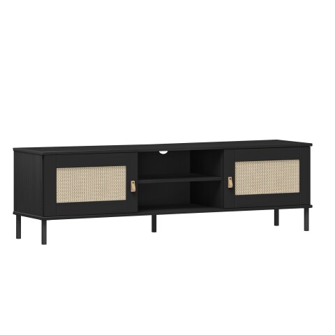Lowboard >WZ-0800< 2 Türen, 2 Fächer, Kiefer massiv schwarz lackiert - 158x47x40 (BxHxT)