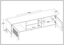 Lowboard >WZ-0800< 2 Türen, 2 Fächer, Kiefer massiv schwarz lackiert - 158x47x40 (BxHxT)