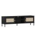 Lowboard >WZ-0800< 2 Türen, 2 Fächer, Kiefer massiv schwarz lackiert - 158x47x40 (BxHxT)