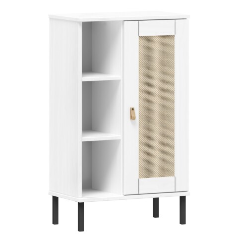 Badkommode >WZ-0800< 1 Tür, 4 Böden, Kiefer massiv weiß lackiert  - 52x90x32 (BxHxT)