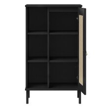 Badkommode >WZ-0800< 1 Tür, 4 Böden, Kiefer massiv schwarz lackiert  - 52x90x32 (BxHxT)
