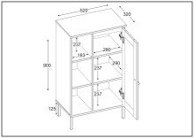 Badkommode >WZ-0800< 1 Tür, 4 Böden, Kiefer massiv schwarz lackiert  - 52x90x32 (BxHxT)