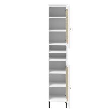 Hochschrank >WZ-0800< 2 Türen, 2 Fächer, Kiefer massiv weiß lackiert - 35x190x32 (BxHxT)