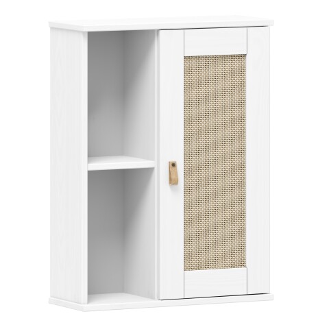Hängeschrank >WZ-0800< 1 Tür, 2 Fächer, Kiefer massiv weiß lackiert - 52x70x21 (BxHxT)