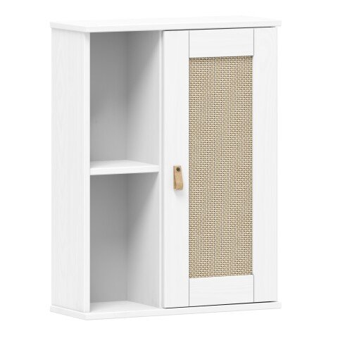 Hängeschrank >WZ-0800< 1 Tür, 2 Fächer, Kiefer massiv weiß lackiert - 52x70x21 (BxHxT)