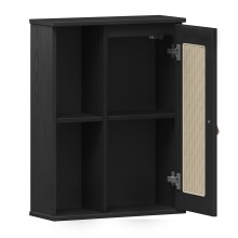 Hängeschrank >WZ-0800< 1 Tür, 2 Fächer, Kiefer massiv schwarz lackiert - 52x70x21 (BxHxT)
