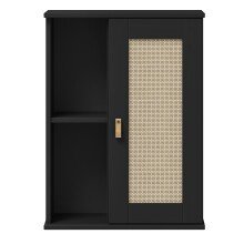 Hängeschrank >WZ-0800< 1 Tür, 2 Fächer, Kiefer massiv schwarz lackiert - 52x70x21 (BxHxT)