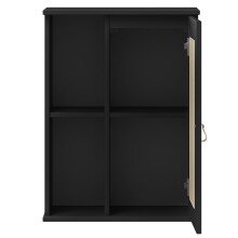 Hängeschrank >WZ-0800< 1 Tür, 2 Fächer, Kiefer massiv schwarz lackiert - 52x70x21 (BxHxT)