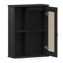 Hängeschrank >WZ-0800< 1 Tür, 2 Fächer, Kiefer massiv schwarz lackiert - 52x70x21 (BxHxT)