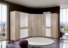 Eckkleiderschrank >Click< in Plankeneiche Dekor - 95x198x95 (BxHxT)