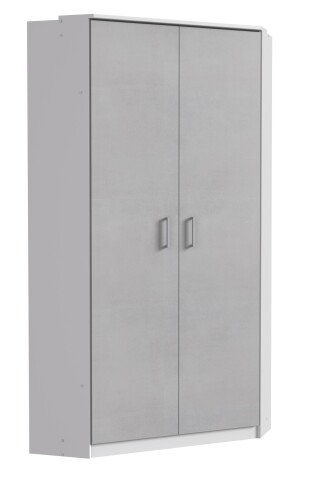 Eckkleiderschrank >Click< in weiss / Beton Dekor - 95x198x95 (BxHxT)
