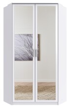 Eckkleiderschrank >Click< in weiss Dekor / Spiegel - 95x198x95 (BxHxT)