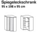 Eckkleiderschrank >Click< in weiss Dekor / Spiegel - 95x198x95 (BxHxT)