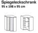 Eckkleiderschrank >Click< Eiche Sägerau / Spiegel - 95x198x95 (BxHxT)