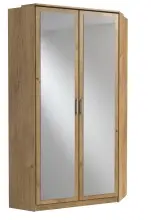 Eckkleiderschrank >Click< Plankeneiche / Spiegel -...
