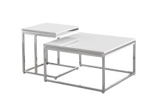 Couchtisch >Reno< in MDF weiß, Metall verchromt - 70x40x70cm (BxHxT)