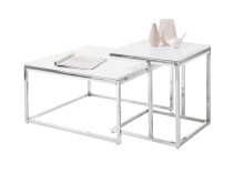 Couchtisch >Reno< in MDF weiß, Metall verchromt - 70x40x70cm (BxHxT)