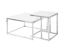 Couchtisch >Reno< in MDF weiß, Metall verchromt - 70x40x70cm (BxHxT)