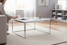 Couchtisch >Reno< in MDF weiß, Metall verchromt - 70x40x70cm (BxHxT)