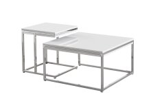 Couchtisch >Reno< in MDF weiß, Metall verchromt - 70x40x70cm (BxHxT)
